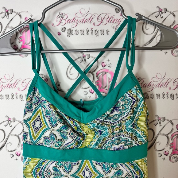 Prana tank top strappy racerback stretchy yoga lime green Turquoise Athletic Top - Picture 3 of 6